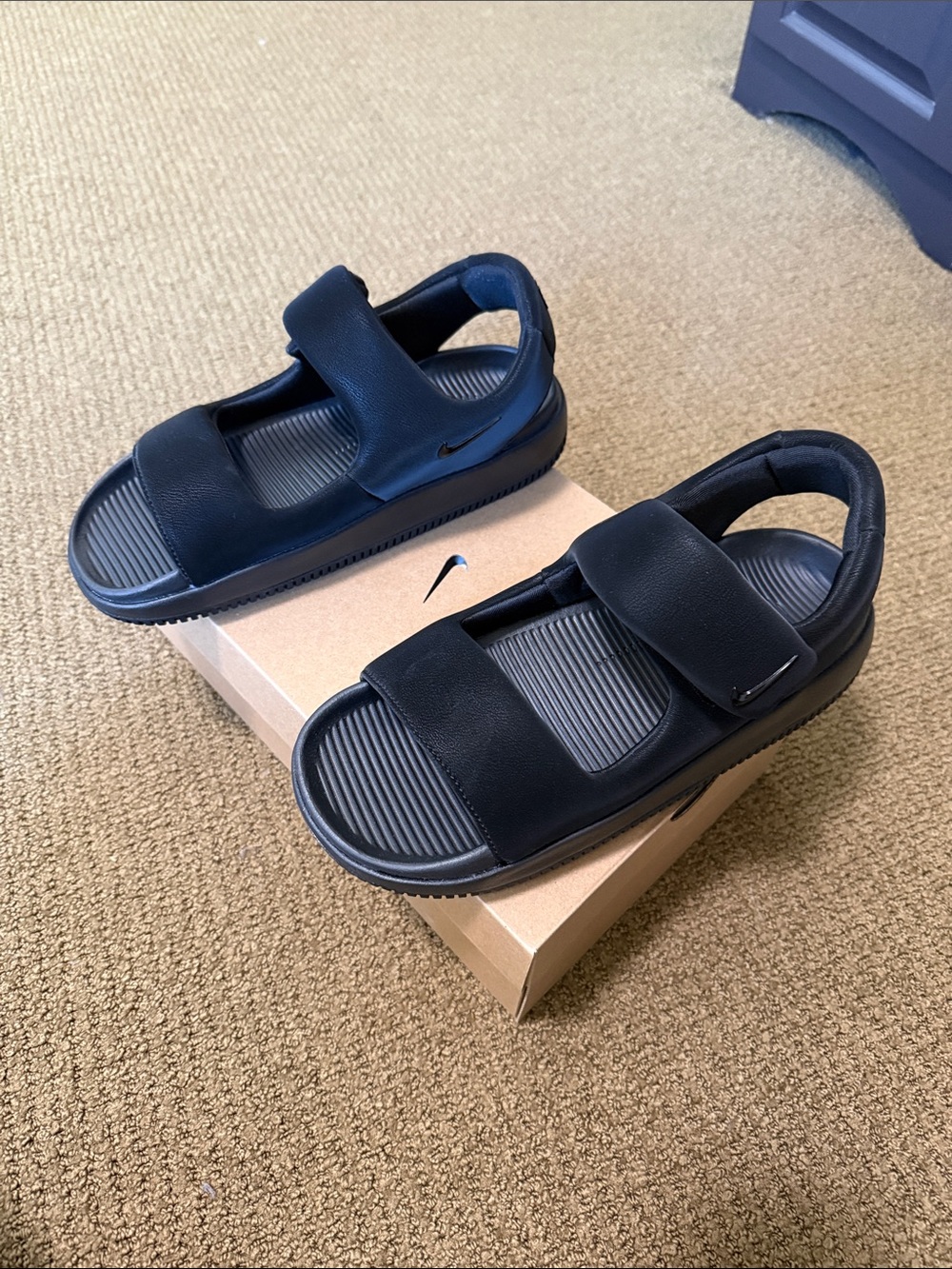 Nike Black Double Strap Velcro Sandals